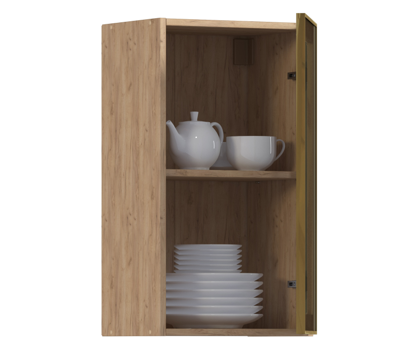 Навесные, Навесной шкаф Регина РП-40 (Дуб Вотан/Витрина Золото)