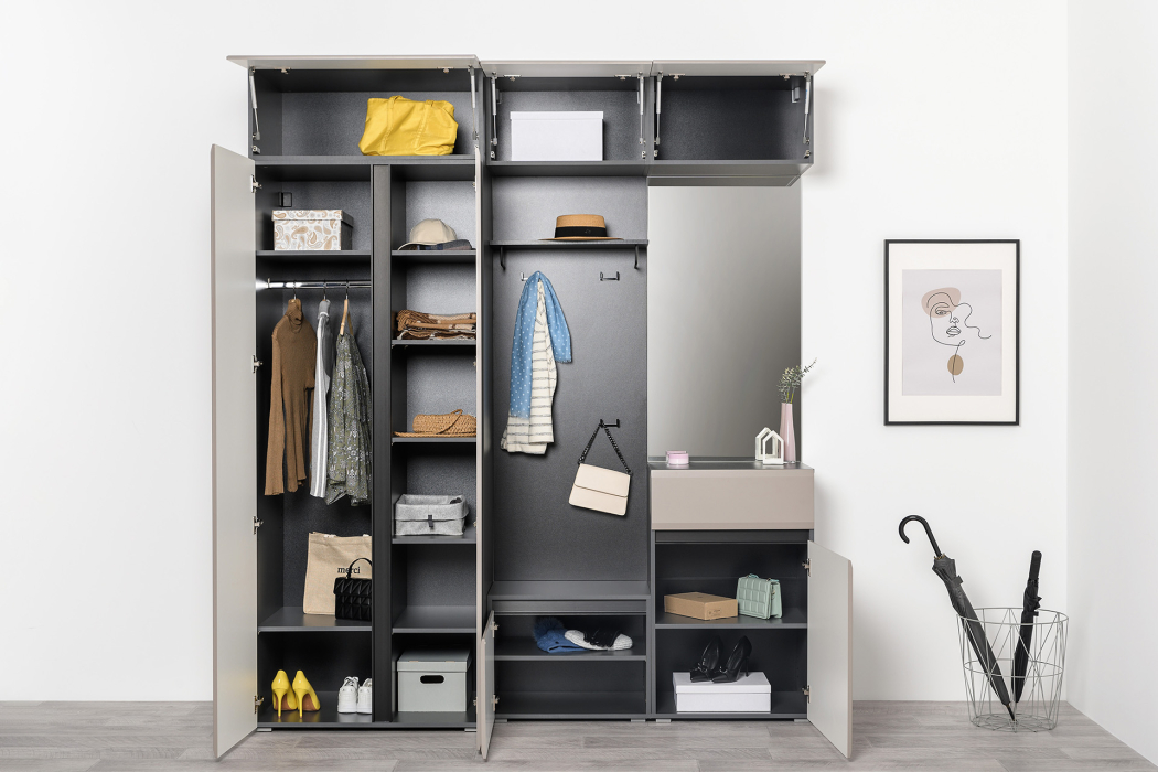 Тумбы, Тумба для обуви Сидней 16.129, антрацит, веллюто капучино