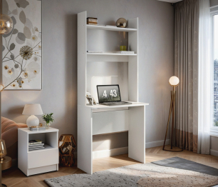 Комплект Альфа (тумба и стеллаж со столом), Белый