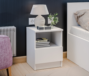 Комплект Альфа (тумба и стеллаж со столом), Белый