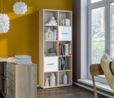 Стеллажи, Стеллаж Мамбо СБ-3215 Дуб Сонома/Белый