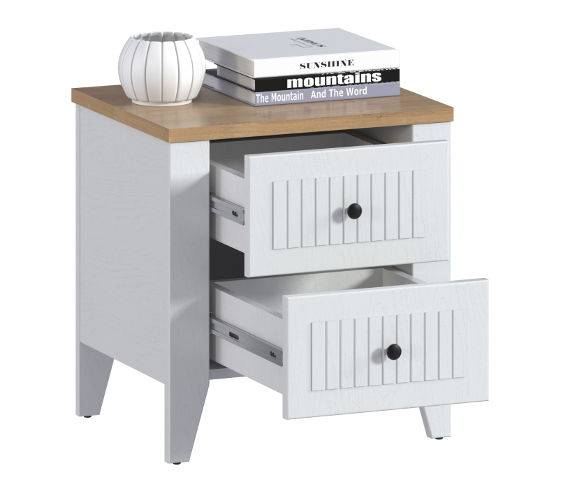 Прикроватные тумбы, Тумба Монтана СБ-3548 Белый Альпийский,Дуб Гамильтон/МДФ Дуб Белый