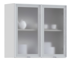 Навесные, Регина РП-80 Полка Белый/Витрина алюминий Белый глянец/стекло Сатин