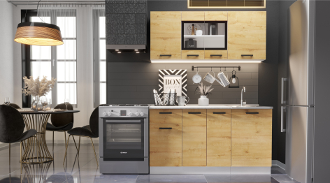 Кухня Хозяюшка 1,5 м Дуб вотан ЛДСП