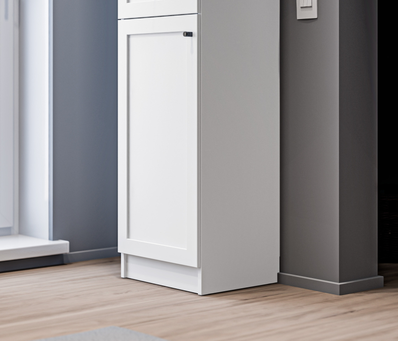 Прямые, Стеллаж Твин СБ-3372 Белый с глухим фасадом и ящиком