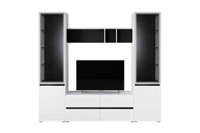 Тумба под ТВ Сидней 13.63, белый премиум, черный, белый глянец