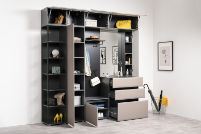 Шкаф навесной Сидней 16.314.06, антрацит, веллюто капучино