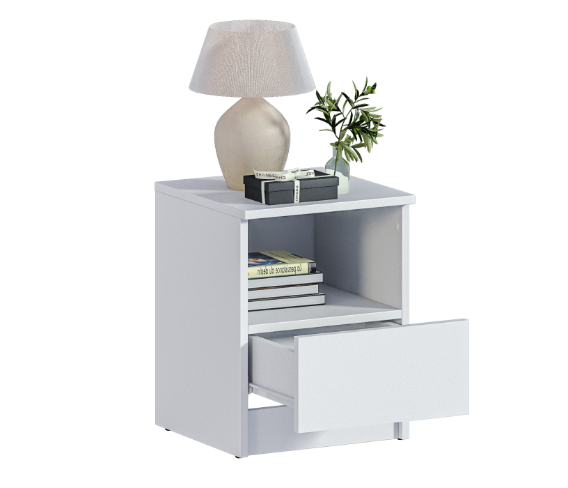 Прямые компьютерные столы, Комплект Альфа (тумба и стеллаж со столом), Белый