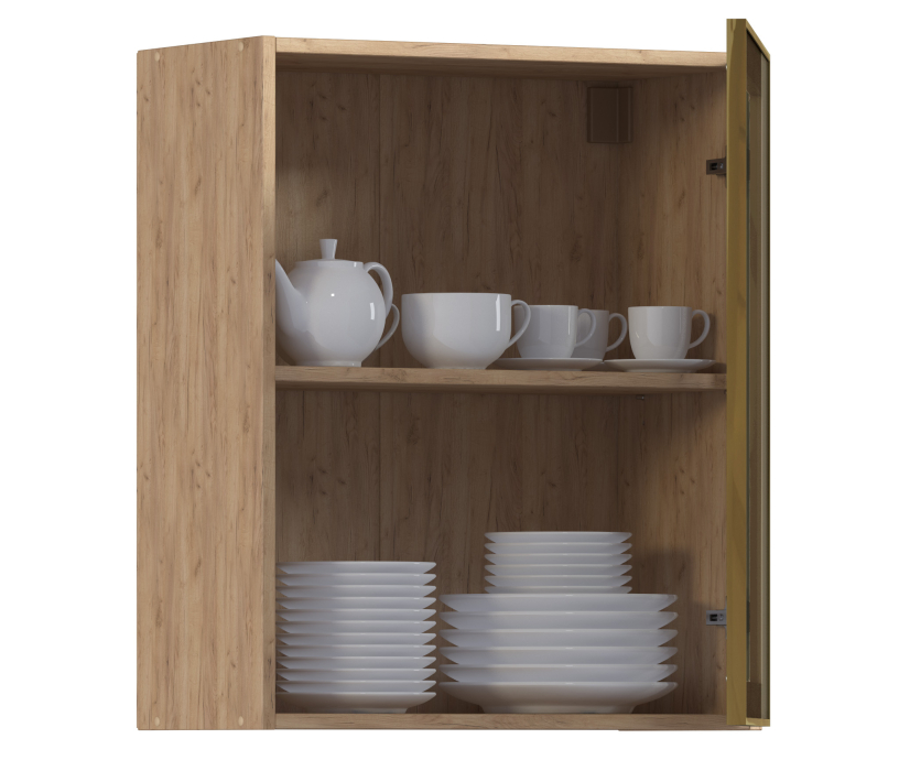 Навесные, Навесной шкаф Регина РП-60 (Дуб Вотан/Витрина Золото)