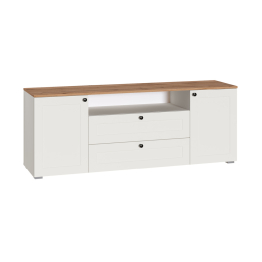 Тумба под ТВ Остин 16.47, белая шагрень, дуб золотой крафт