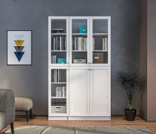 Шкафы одностворчатые, Шкаф Белый со стеклом Твин СБ-3372+СБ3373