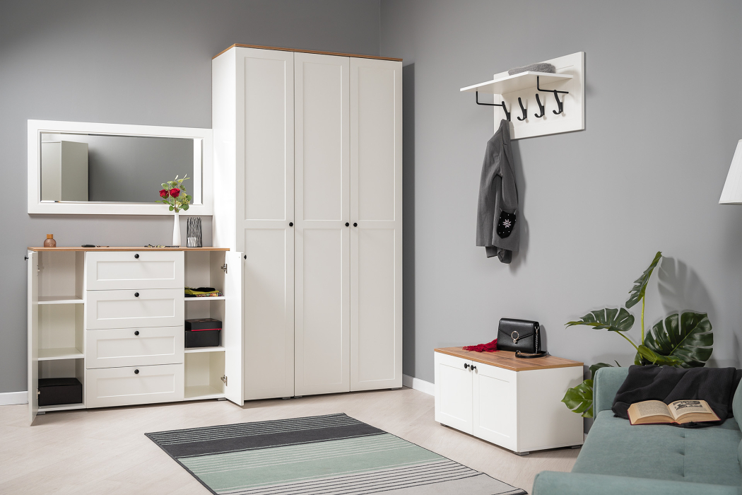 Тумбы, Тумба Остин 13.257, белая шагрень, дуб золотой крафт