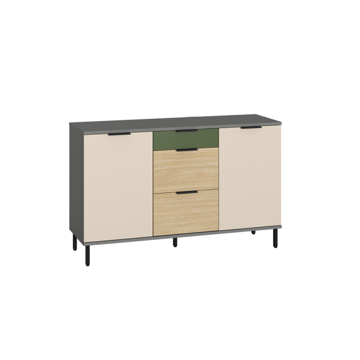 Детские комоды, Комод Марвэл 16.234.02, темно-серый, сатин, плэйн, дымчатый зеленый