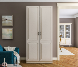 Шкаф 2 дверный Гранд / Ливерпуль СБ-3506 Дуб Приморский Белый/МДФ Классика Светлый