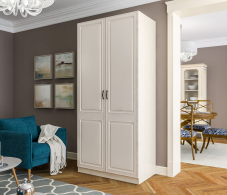 В спальню, Шкаф 2 дверный Гранд / Ливерпуль СБ-3511 Дуб Приморский Белый/МДФ Классика Светлый