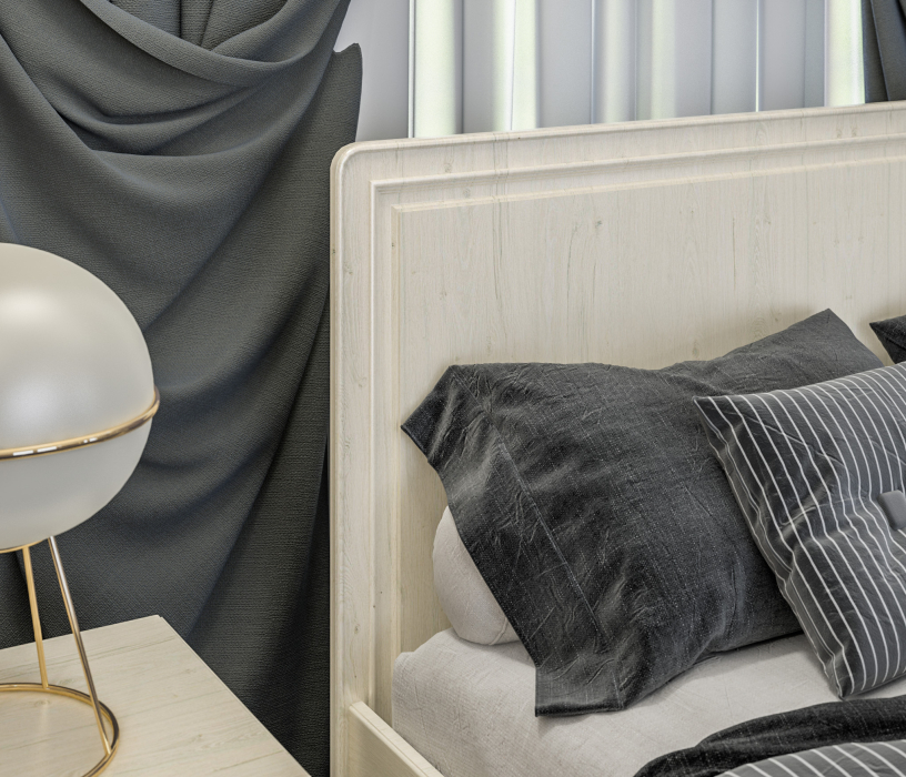 Кровати 160 см, Кровать (1600) Гранд / Ливерпуль СБ-3530 Дуб Приморский Белый, МДФ Классика Светлый